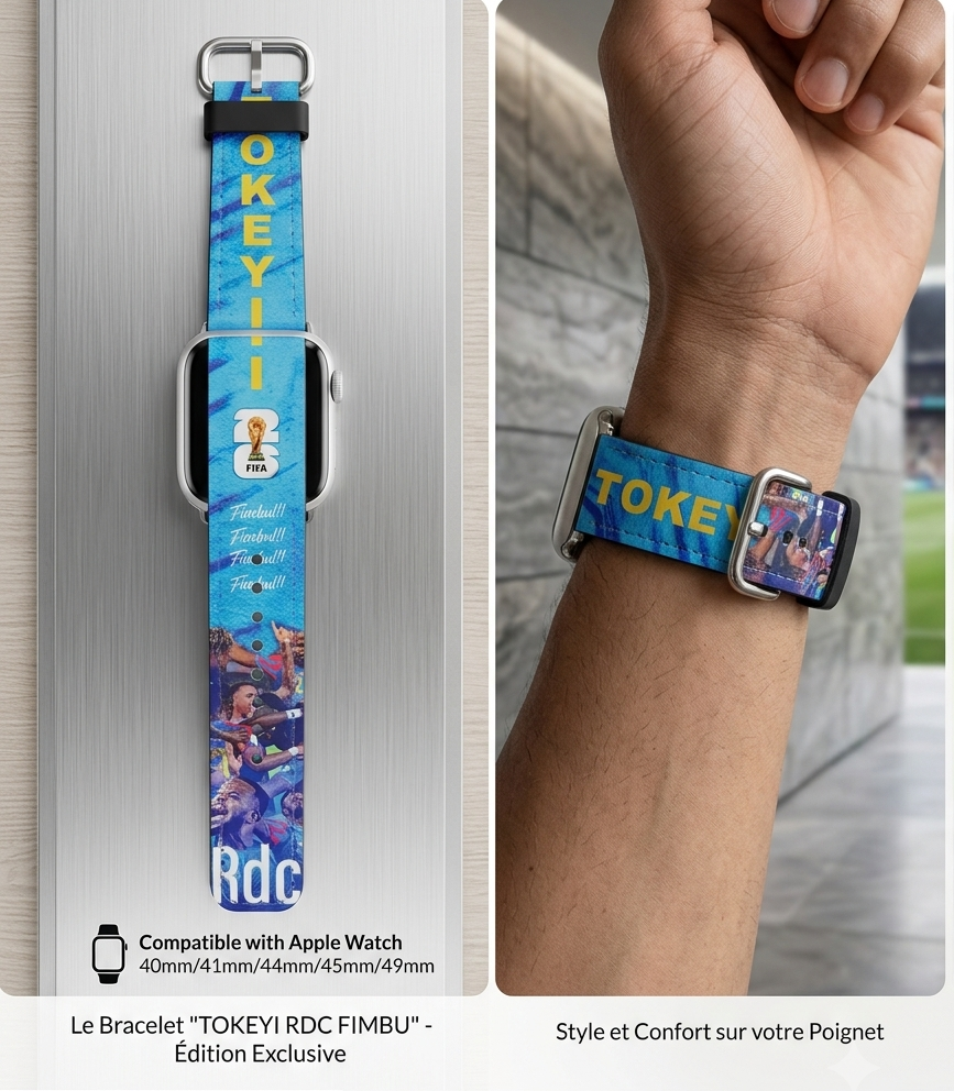 ⌚ Bracelet Apple Watch Léopard RDC Foot 🇨🇩
